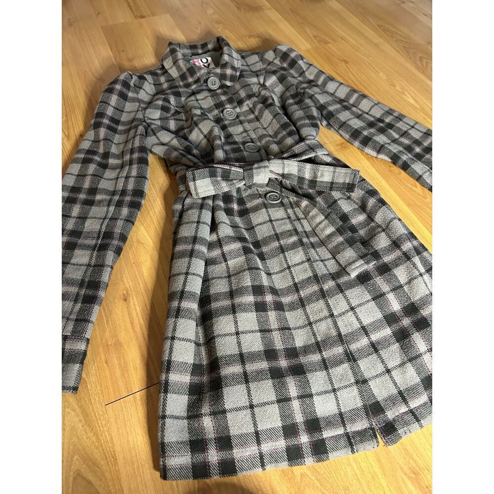 Y2K Vintage Roxy Plaid Pea coat Pink Black Women’s Lg 90s Dress Coat - Picture 2 of 12